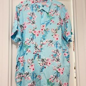 Guess Floral Blue and Pink Casual Button Down Shirt